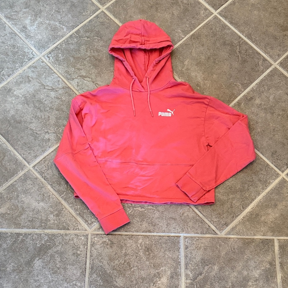Puma Vibrant Pink Lightweight, Cropped Hoodie, size X-small